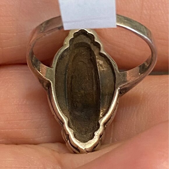 Ring Size 9 Black Tourmaline Marcasite Sterling Silver 925 Women Semi-Precious S - Picture 6 of 9